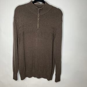 Dockers Brown 1/4 Zip Sweater Sz Large
